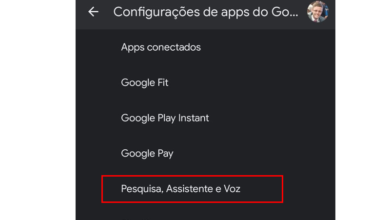 em seguida vá na opção pesquisa assistente e voz
