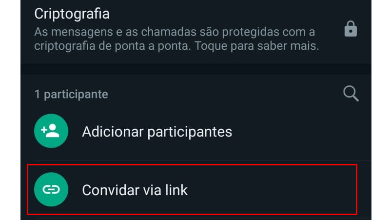 escolha convidar via link