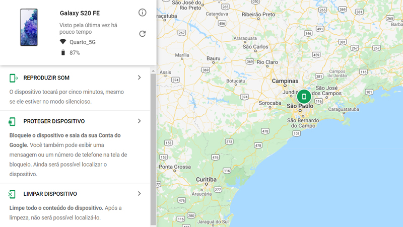 informações do site para rastrear celular