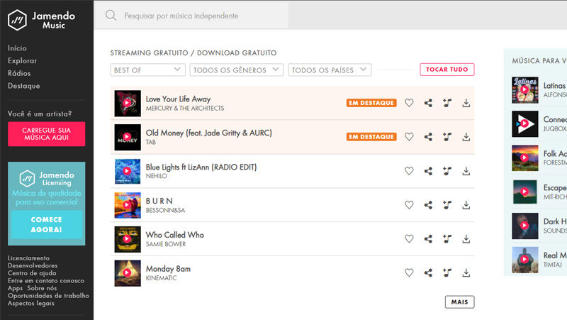 jamendo possui um ótimo buscador
