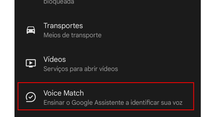 navegue até o final e procure o voice match