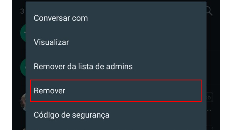 toque em remover