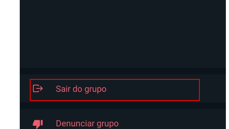 toque em sair do grupo