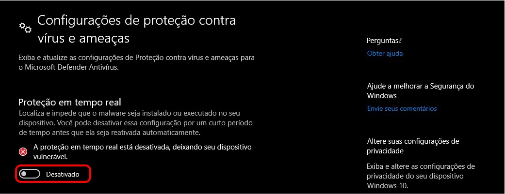 Desative a proteção em tempo real - Como desativar o Windows Defender