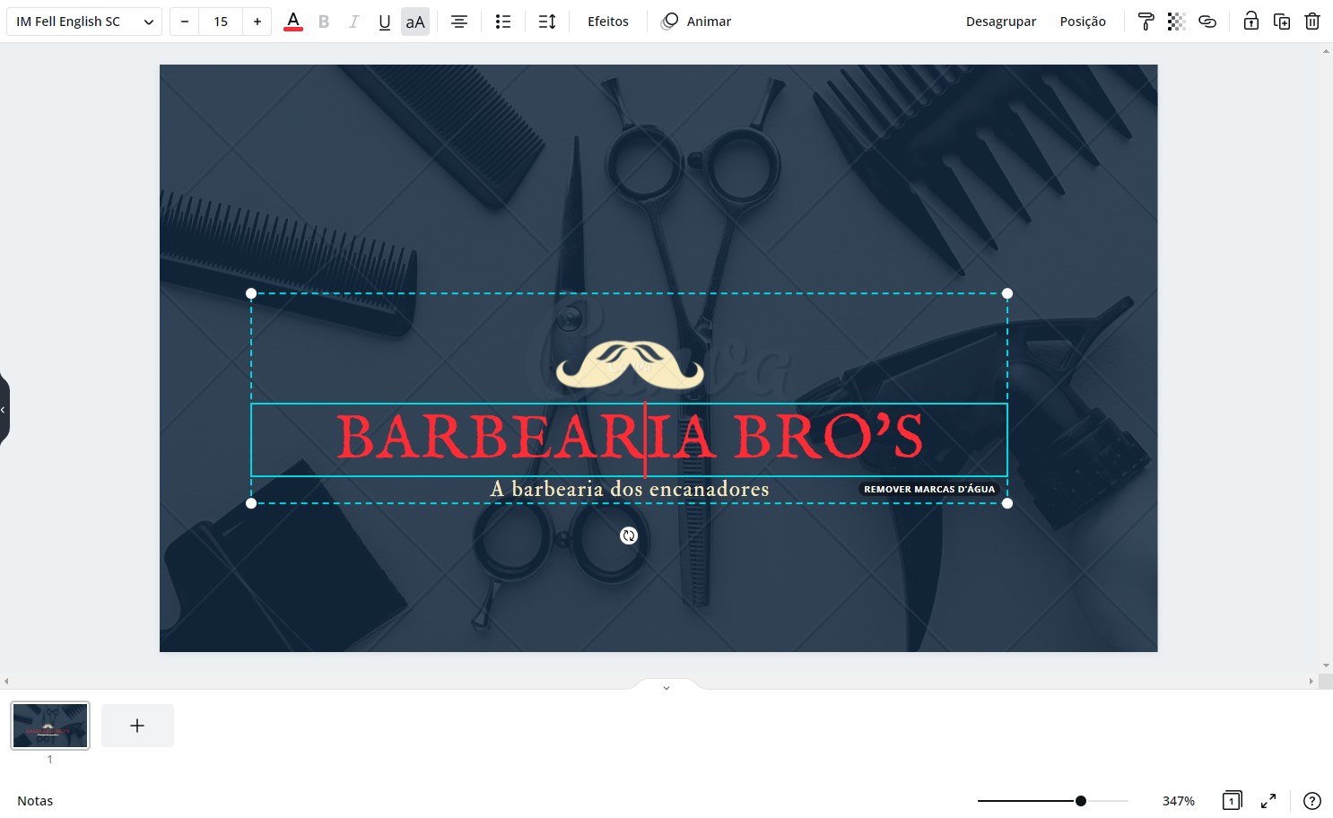 Edite o texto do seu cartão de visita digital no Canva