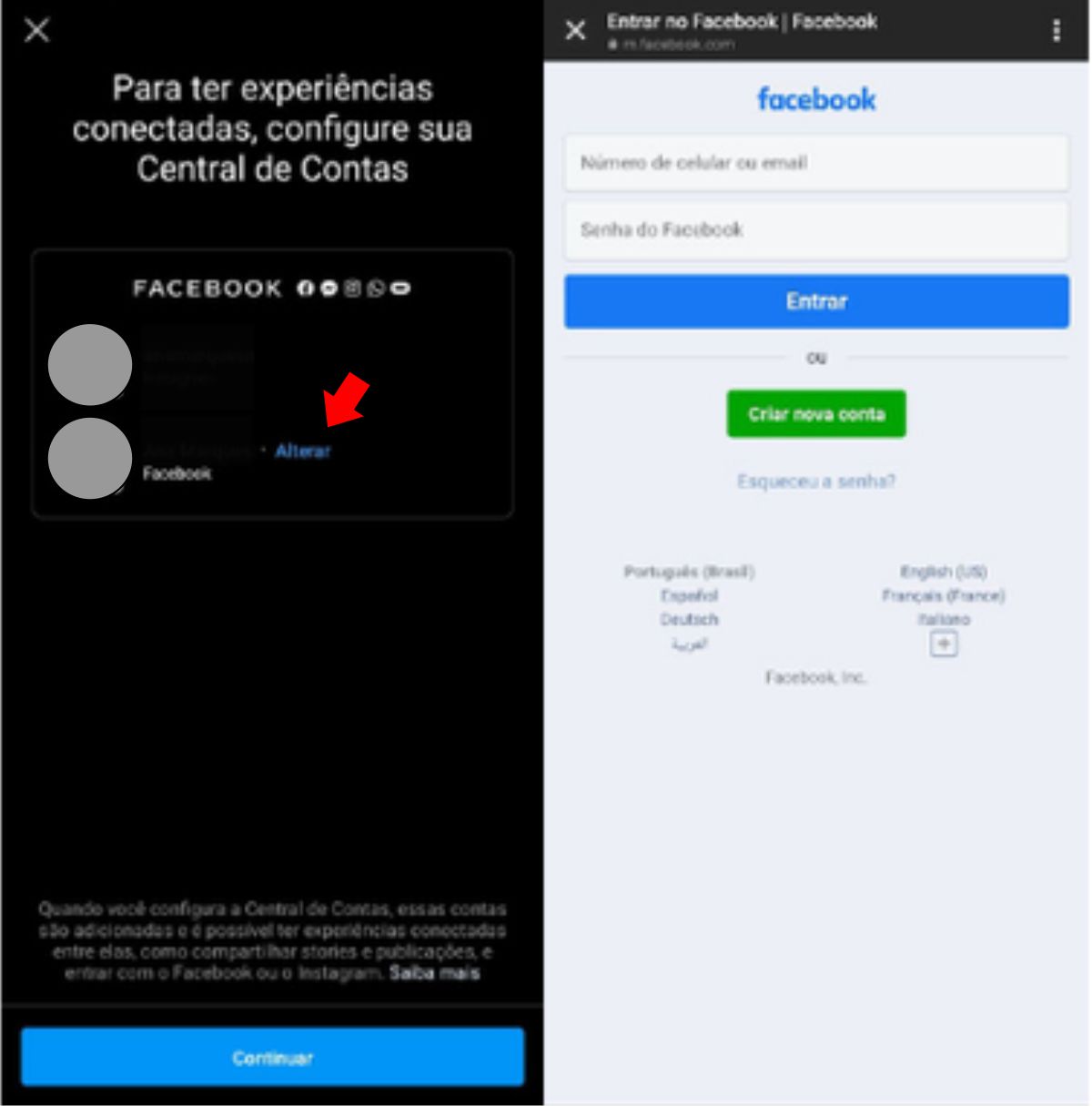Entre com seu login do facebook - Como entrar no instagram pelo facebook