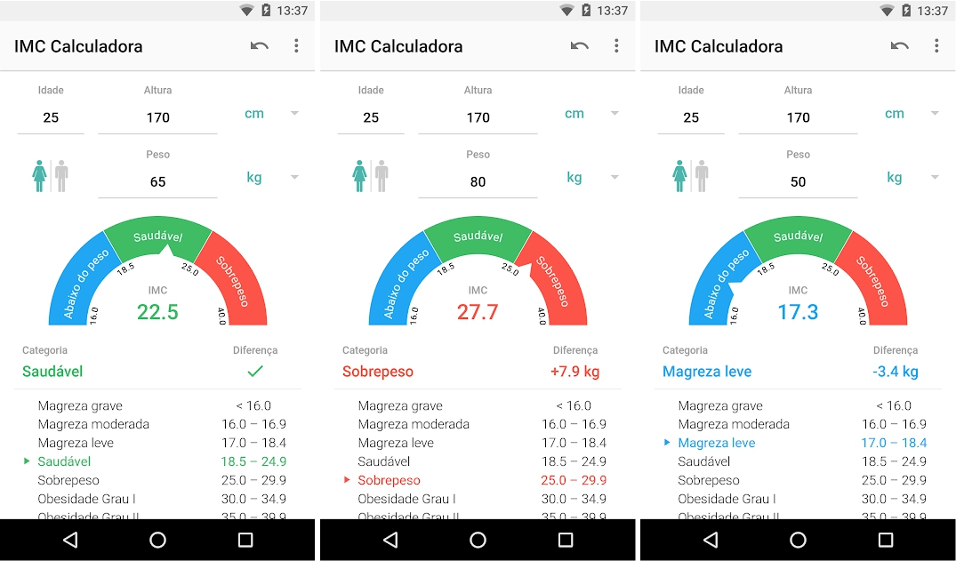 Imagens IMC Calculadora - Aplicativos para calcular o IMC no Android