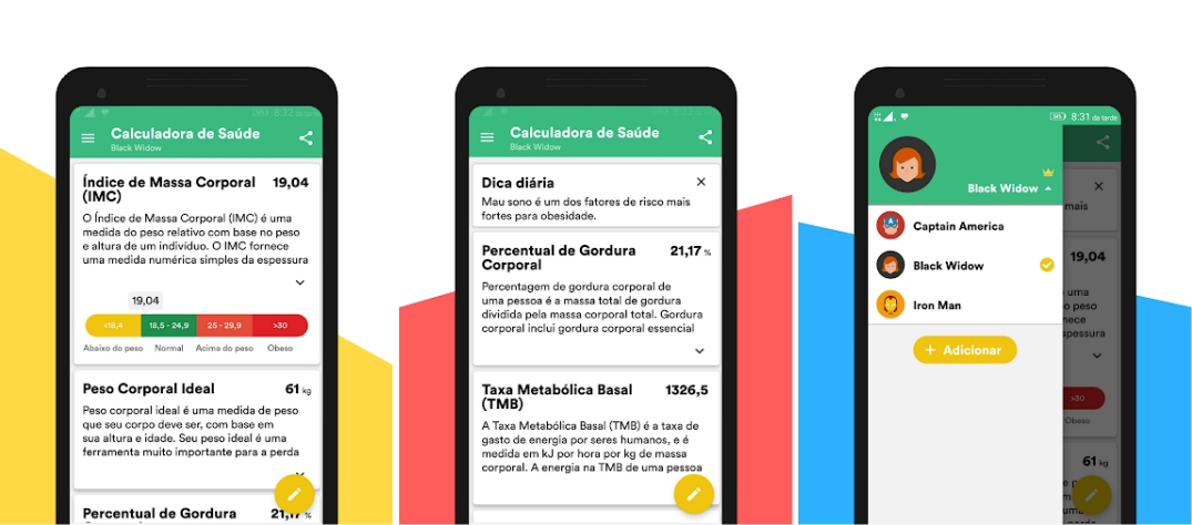 Imagens Índice de Massa Corporal (IMC) e Peso Ideal - Aplicativos para calcular o IMC no Android