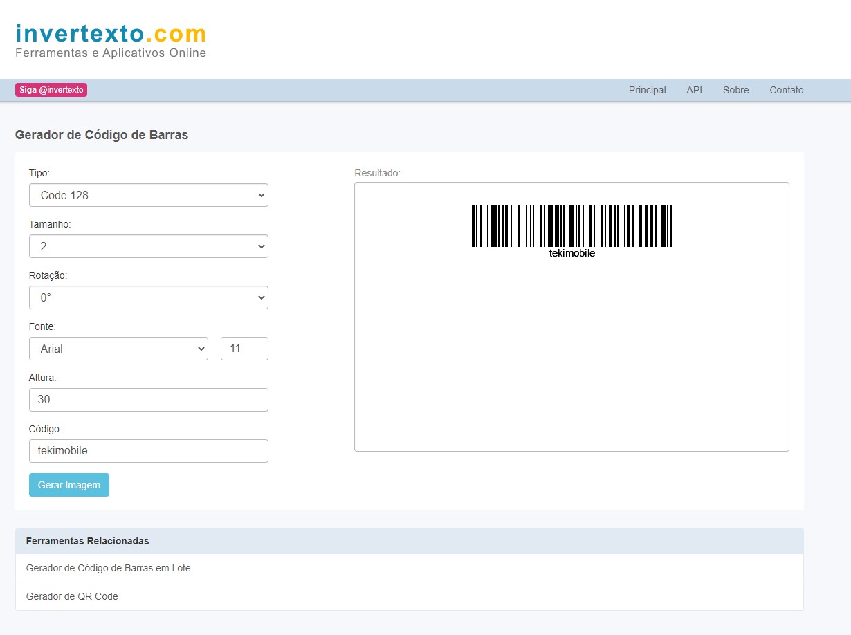 Invertexto - Como gerar códigos de barras online