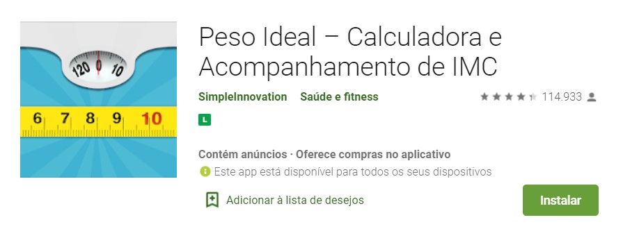 Peso Ideal - Calculadora e Acompanhamento de IMC - Aplicativos para calcular o IMC no Android Peso Ideal - Calculadora e Acompanhamento de IMC - Aplicativos para calcular o IMC no Android