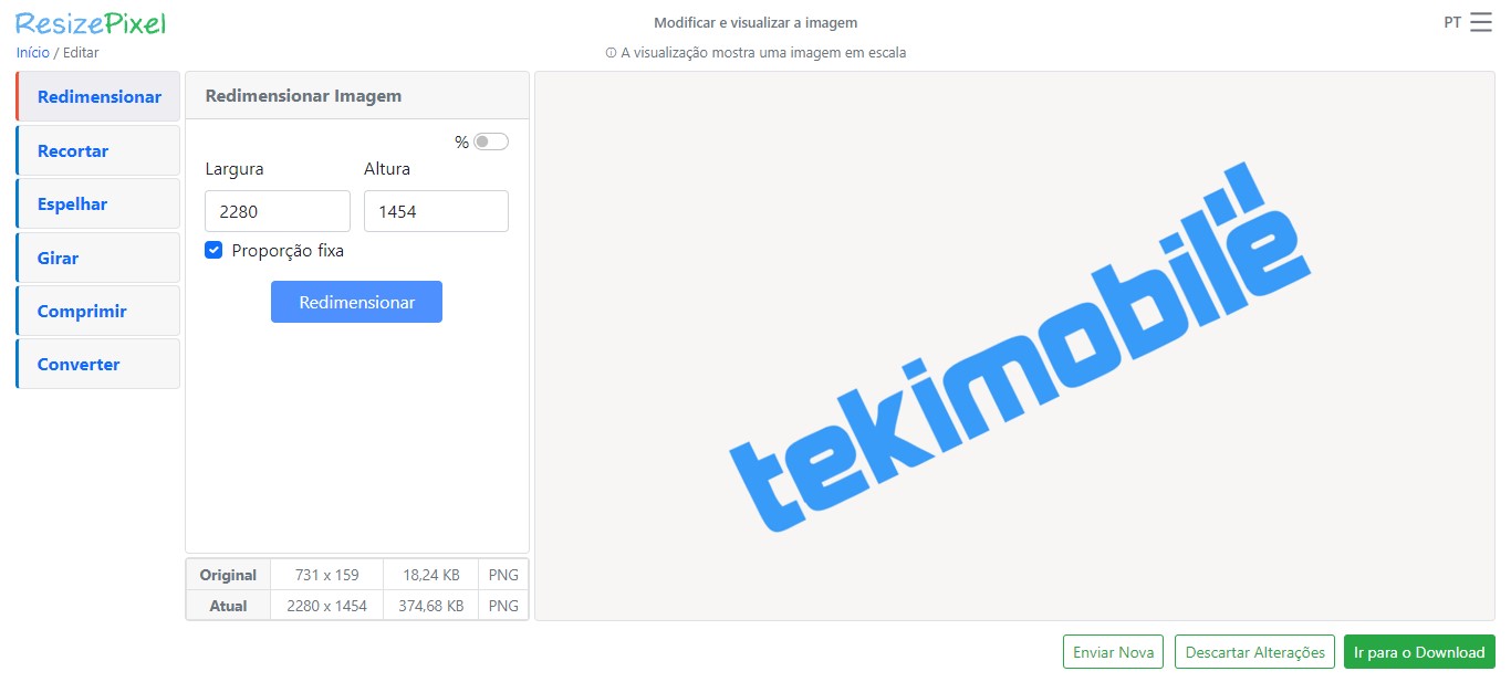 ResizePixel - 5 sites de redimensionar imagens grátis