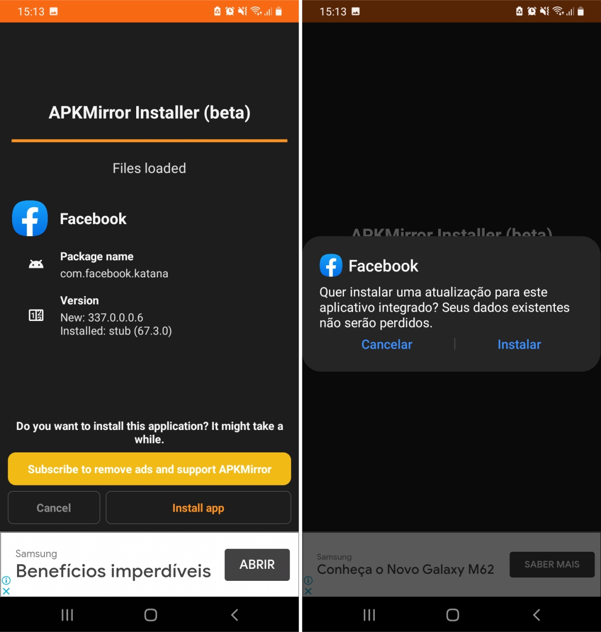 Toque em install app e em seguida em instalar - APKMirror