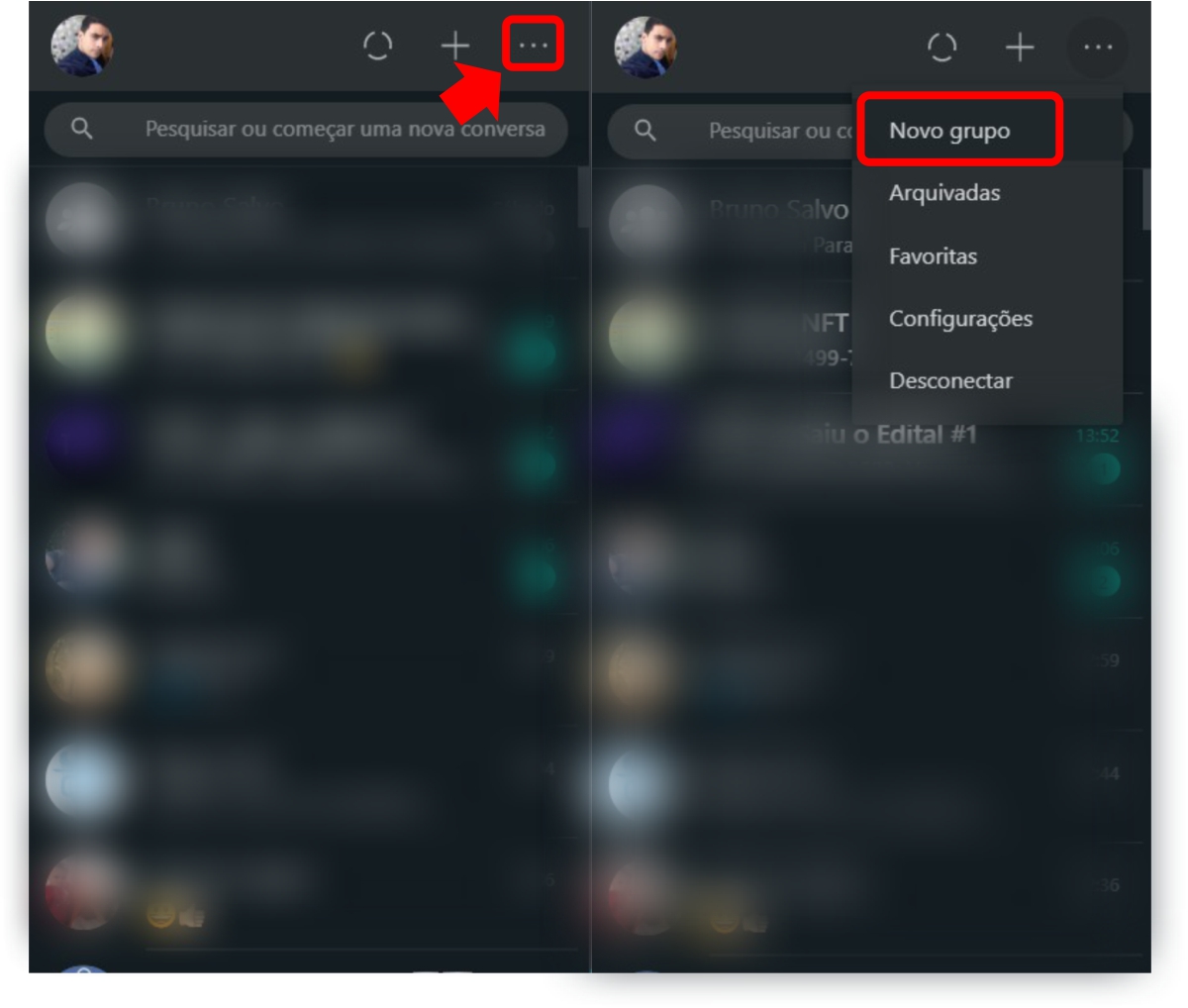 Toque em mais opções - Como criar links do WhatsApp para compartilhar grupos