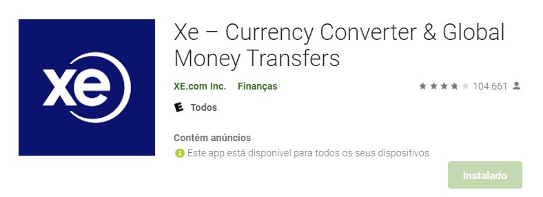 Xe – Currency Converter & Global Money Transfers - 5 apps para converter dólar em real Xe – Currency Converter & Global Money Transfers - 5 apps para converter dólar em real