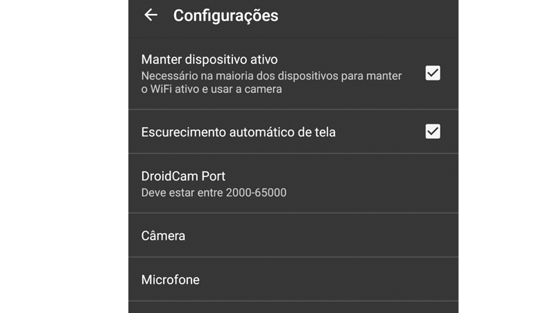ajuste as coisas nas configurações