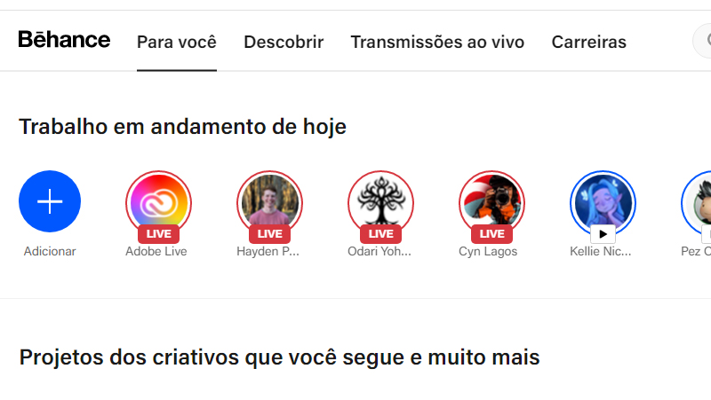 behance é profissional para criar seus portfólios