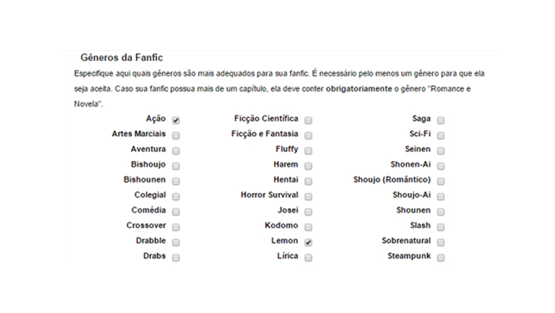 existem muitos gêneros para sua história