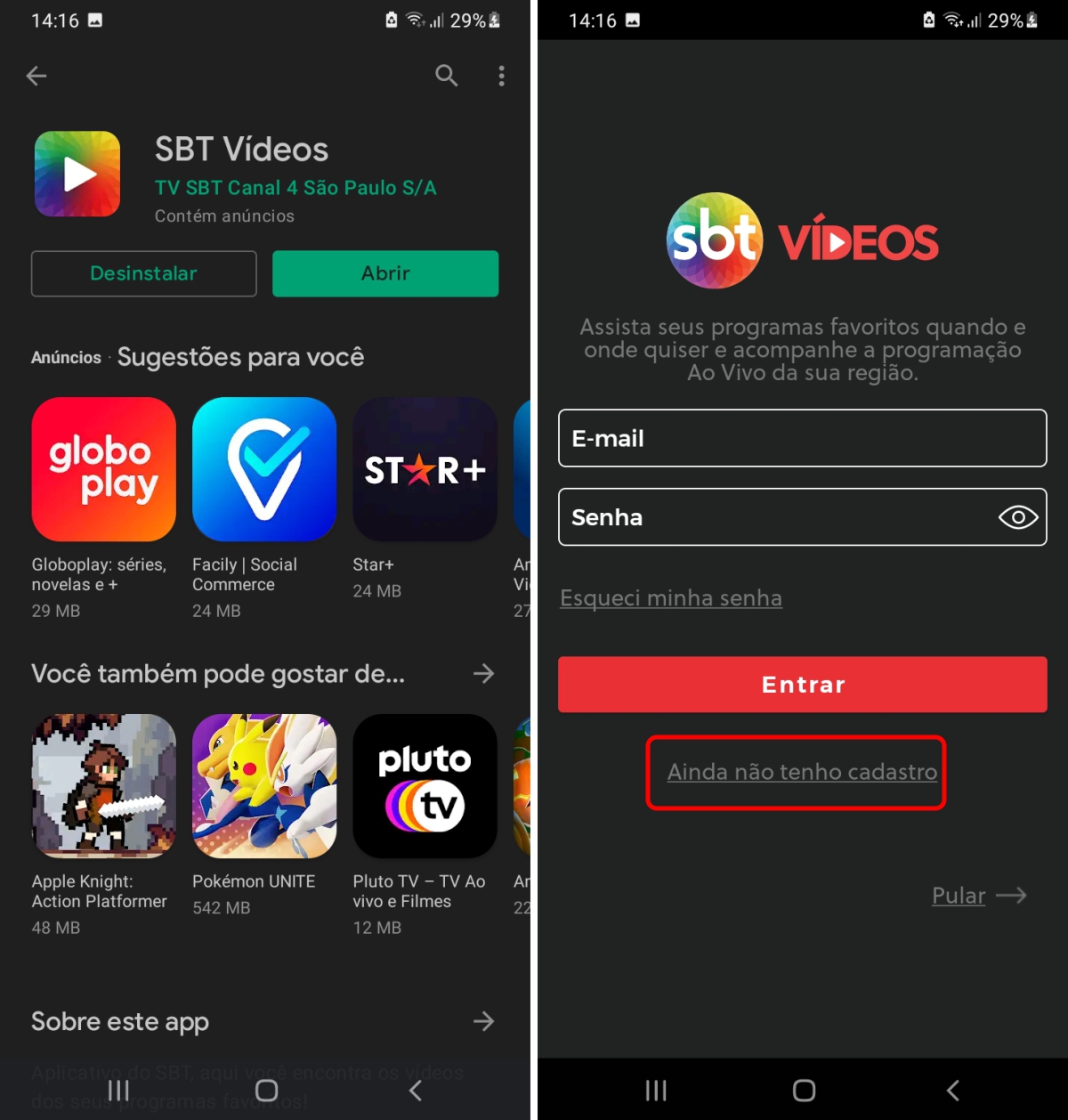 Abra o aplicativo do SBT e crie um cadastro - Libertadores ao vivo como assistir no celular e PC Abra o aplicativo do SBT e crie um cadastro - Libertadores ao vivo como assistir no celular e PC