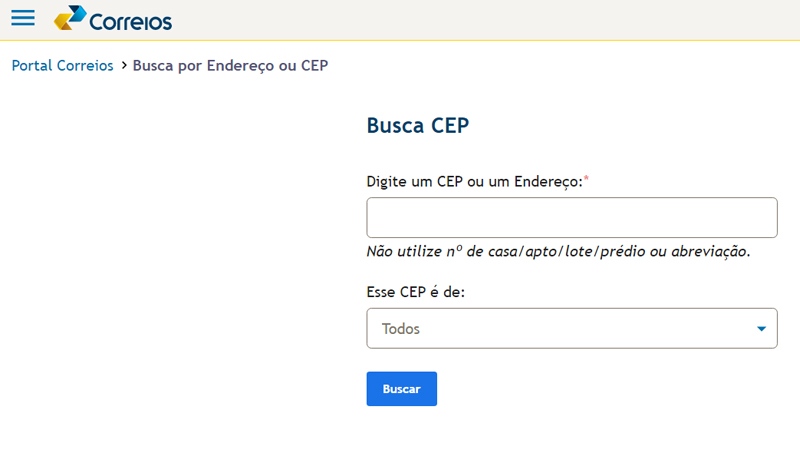 o site dos correios é fácil
