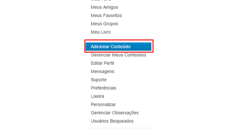 um método alternativo é ir em adicionar conteúdo