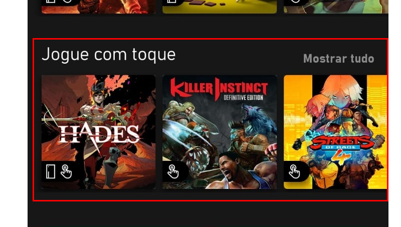 vá na categoria jogue com toque