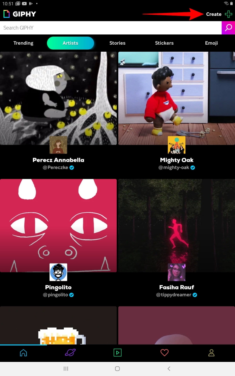 Clique em Create para começar a criação do seu GIF Clique em Create para começar a criação do seu GIF