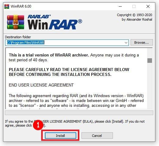 Clique em Instalar - WinRAR tudo a respeito [como baixar]