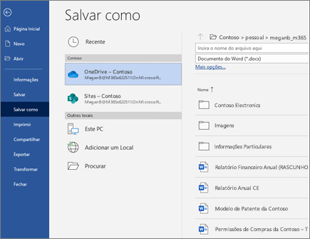 Clique em "Salvar como" e selecione "Este PC" para transformar Word em PDF