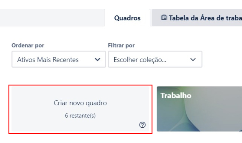 Clique em criar novo quadro no Trello