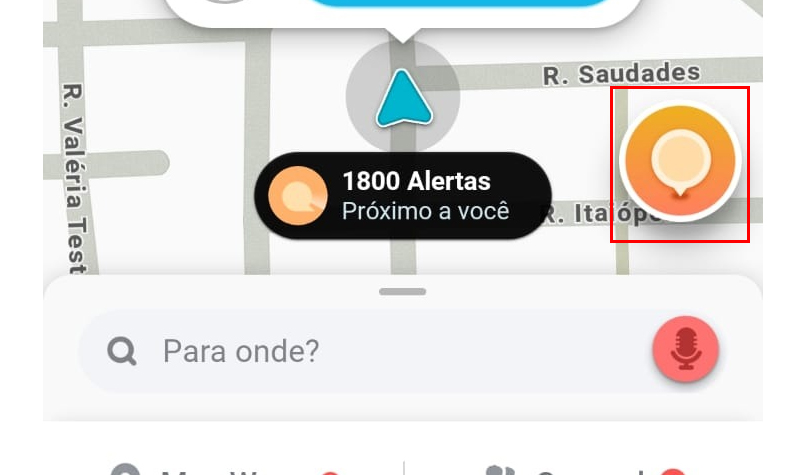Clique no balão laranja para relatar o ocorrido