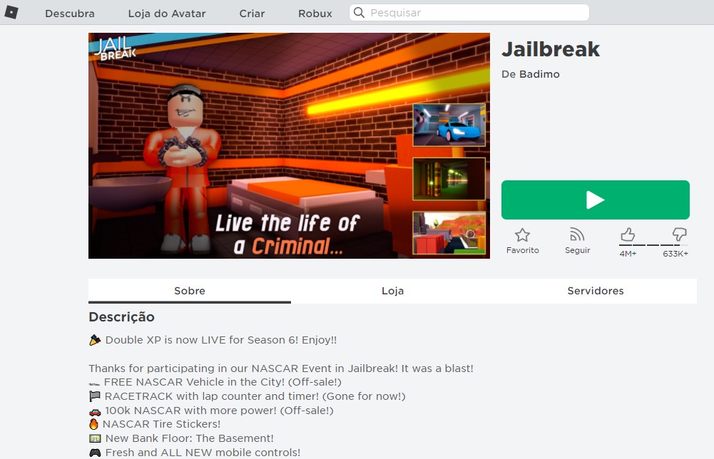 Clique no botão verde para iniciar o minigame no Roblox Clique no botão verde para iniciar o minigame no Roblox