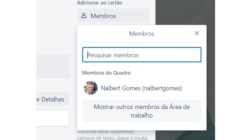 Coloque outras pessoas no seu cartão