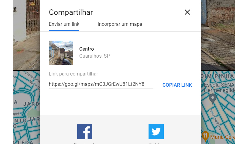 Compartilhe o endereço no Google Street View