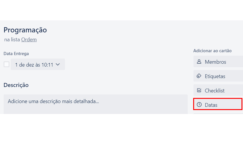 Em datas estabeleça o limite para as entregas