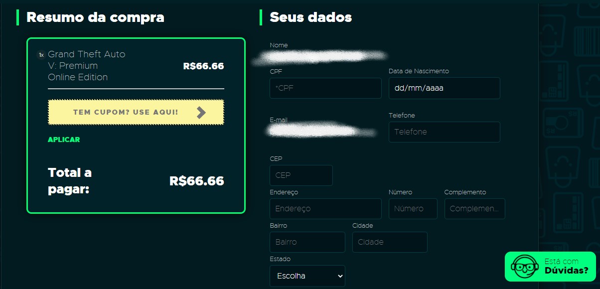Entre com seus dados no site da Hype Games Entre com seus dados no site da Hype Games