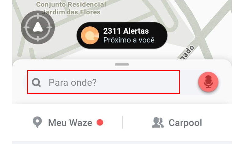 Insira o código na busca de endereço