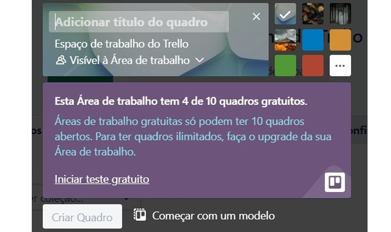 Insira o nome do seu quadro no trello