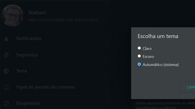 Mude o tema no WhatsApp Web