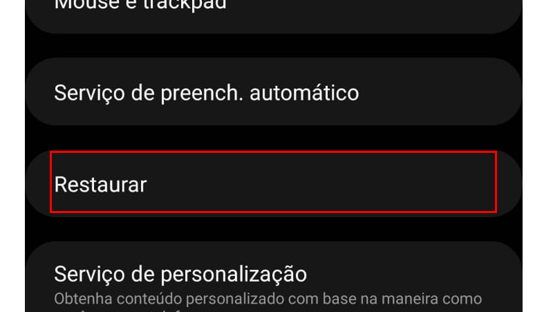 Nas configurações procure a opção restaurar