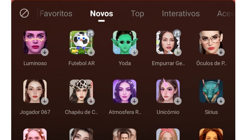 Nos efeitos de vídeo do Kwai você vê o resultado em tempo real