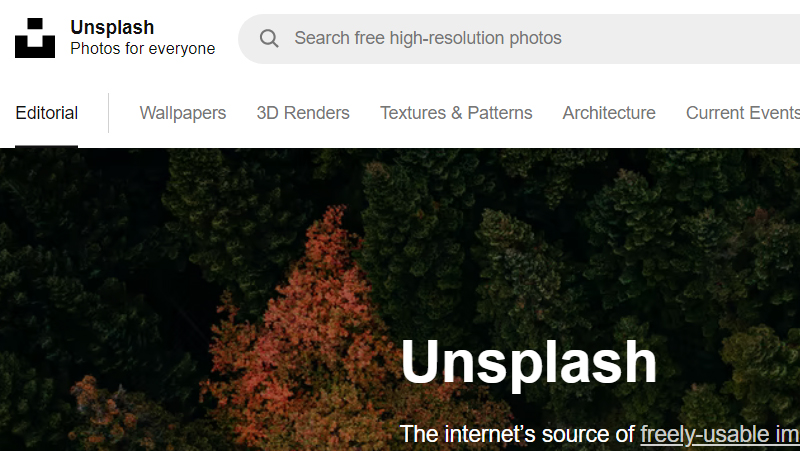 O unsplash possui mais opções