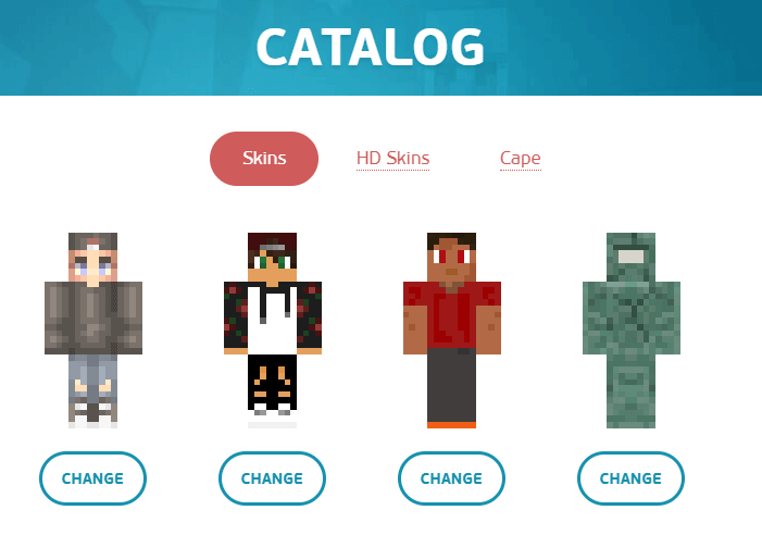 Selecione uma skin no catálogo ou escolha um de seu computador