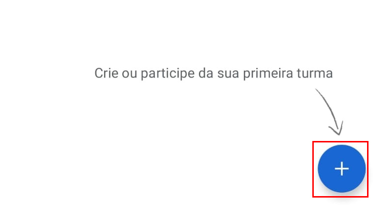 Toque no ícone de mais para participar de uma aula