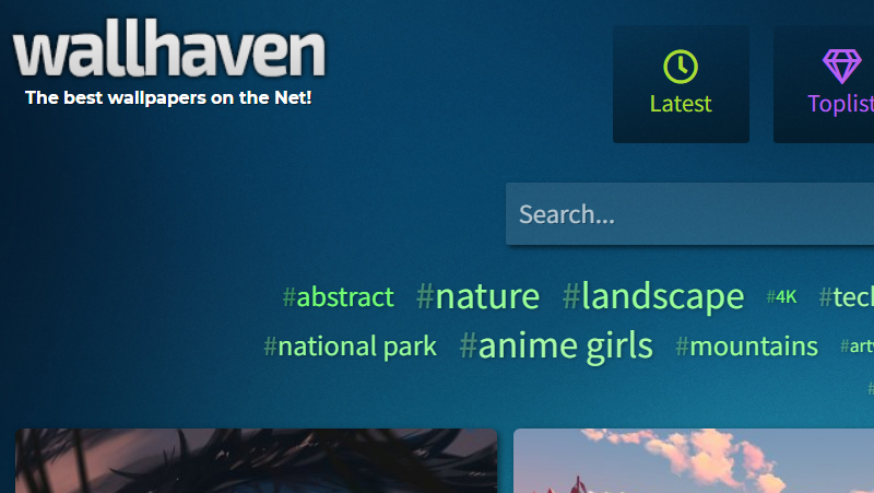 Wallhaven possui ferramenta de busca integrada
