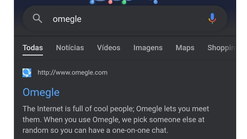 A primeira opção é o site oficial do Omegle