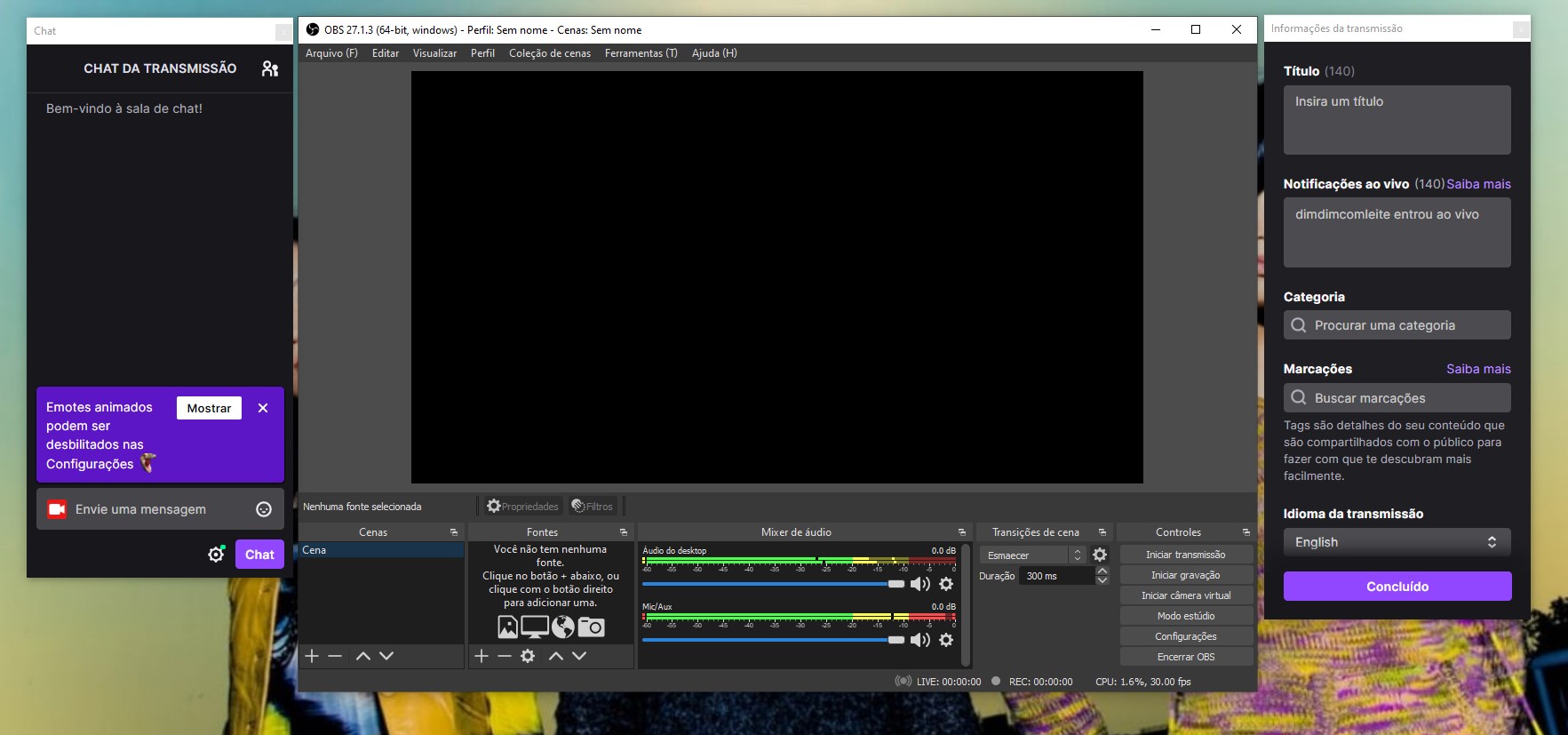 Agora você está pronto para fazer live no twitch Agora você está pronto para fazer live no twitch