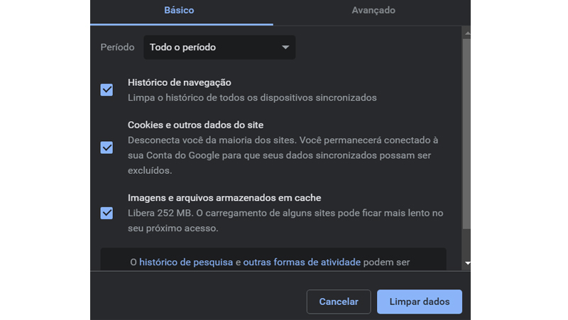 Ajuste suas preferências e faça a limpeza