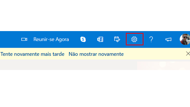 Clique na engrenagem do canto superior direito