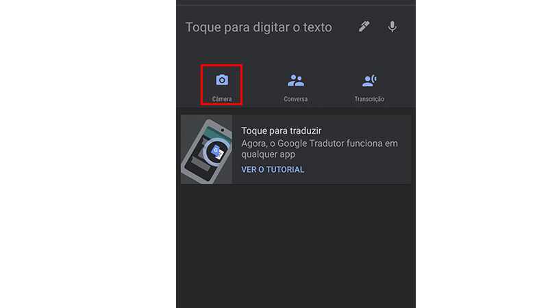 Clique no ícone da câmera