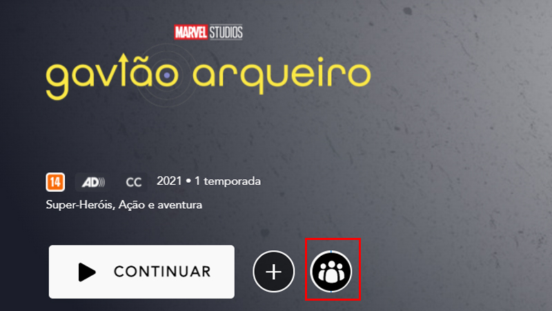 Clique no ícone do GroupWatch no Disney Plus